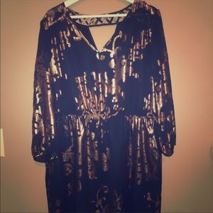 Skies Are Blue Rose Gold and Navy Dress xxl